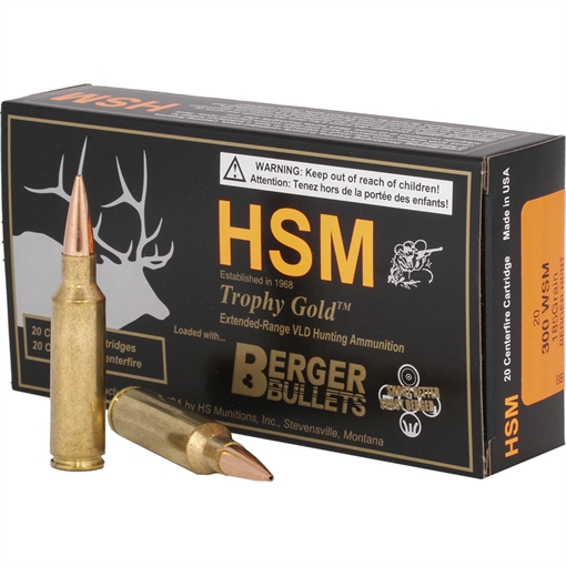 Picture of HSM Trophy Gold Extended Range 300 WSM 185 gr Berger Hunting VLD Match 20 Per Box/ 25 Case 300WSM185VLD
