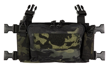 Picture of Haley Strategic Partners D3CR Micro, Chest Rig, Nylon Construction, Multicam Black, Includes (1) Large Open Pouch, (2) Pistol Magazines, (1) Pouch D3CRM-1-1-MCB