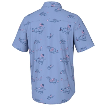 Picture of Huk Americookin Kona Short Sleeve Shirt Quiet Harbor L H1500198-445-L