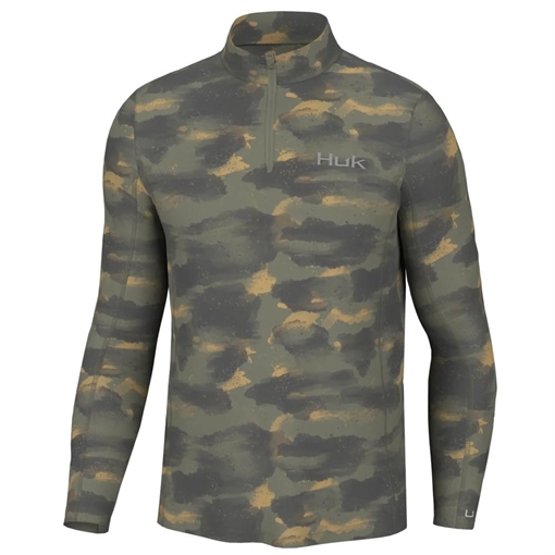 Picture of Huk Camden Coldfront 1/4 Zip Long Sleeve Shirt Camden Moss S H1200582-316-S