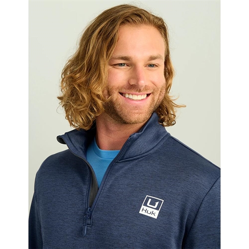 Picture of Huk Coldfront & Performance 1/4 Zip Long Sleeve Shirt Naval Academy Heather 2XL H1300098-464-XXL