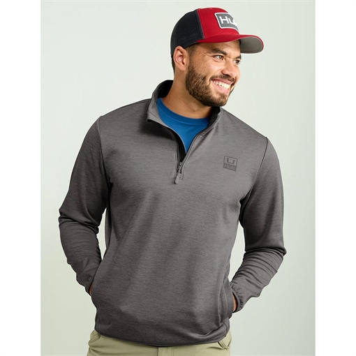 Picture of Huk Coldfront & Performance 1/4 Zip Long Sleeve Shirt Volcanic Ash Heather M H1300098-015-M