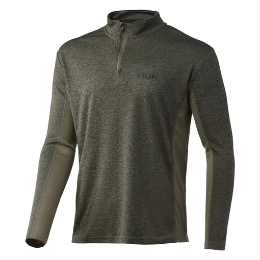 Picture of Huk Coldfront 1/4 Zip Long Sleeve Shirt Heather Moss M H1200529-318-M