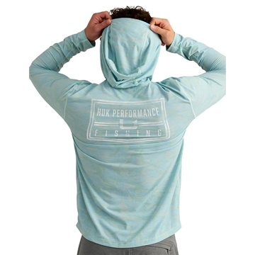 Picture of Huk Drift Performance Hoodie Long Sleeve Shirt Heron Blue 2XL H1200734-395-XXL