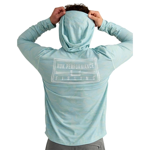 Picture of Huk Drift Performance Hoodie Long Sleeve Shirt Heron Blue M H1200734-395-M