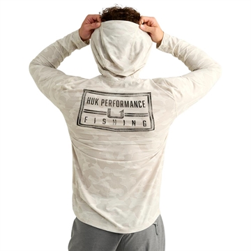 Picture of Huk Drift Performance Hoodie Long Sleeve Shirt Silver Birch Camo M H1200734-189-M