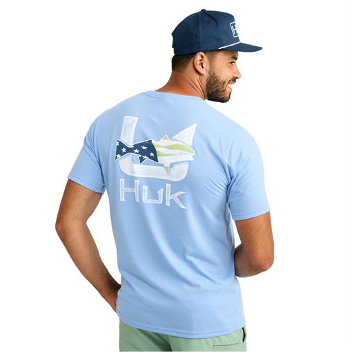 Picture of Huk Fish Flag Short Sleeve Shirt Marolina Blue S H1000542-420-S