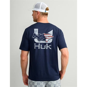 Picture of Huk Fish Flag Short Sleeve Shirt Naval Academy 3XL H1000542-413-XXXL