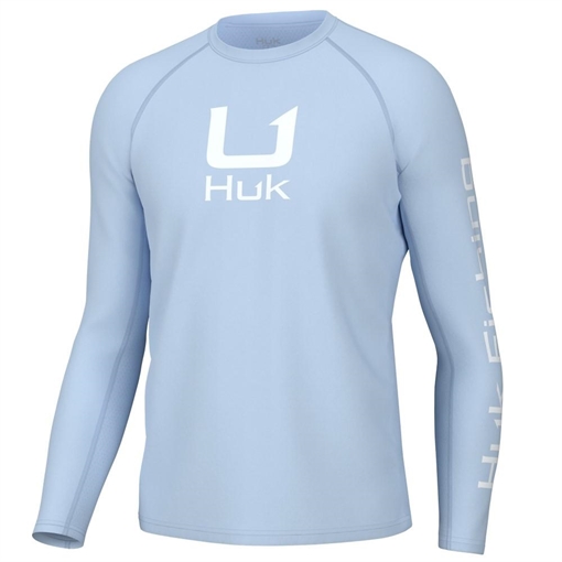 Picture of Huk Icon Crew Long Sleeve Shirt Ice Water 2XL H1200573-476-XXL