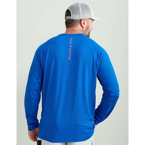 Picture of Huk Icon Crew Long Sleeve Shirt Ocean Blue L H1200573-460-L
