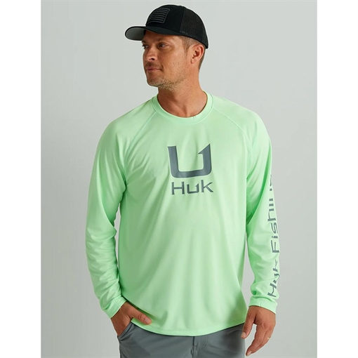 Picture of Huk Icon Crew Long Sleeve Shirt Patina L H1200573-374-L