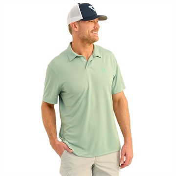 Picture of Huk Icon Polo Short Sleeve Shirt Fog Green L H1200639-315-L