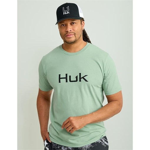 Picture of Huk Logo Short Sleeve Shirt Fog Green 3XL H1000390-315-XXXL