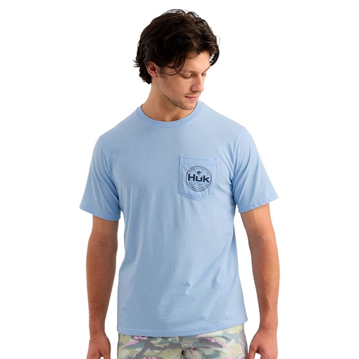 Picture of Huk Marlin Circle Short Sleeve Pocket Shirt Cerulean M H1000594-423-M 190840746500