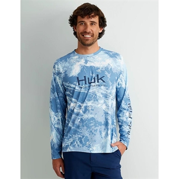 Picture of Huk Mossy Oak Pursuit Performance Long Sleeve Crew Shirt MO Stormwater Spindrift M H1200610-945-M