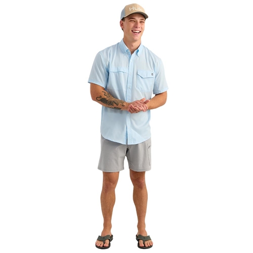 Picture of Huk Tide Point Short Sleeve Button Down Shirt Coastal Drift S    H1500171-425-S