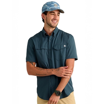Picture of Huk Tide Point Short Sleeve Button Down Shirt Sea Storm S    H1500171-408-S