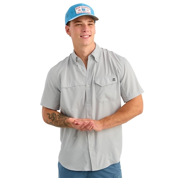 Picture of Huk Tide Point Short Sleeve Button Down Shirt Seagull M    H1500171-059-M