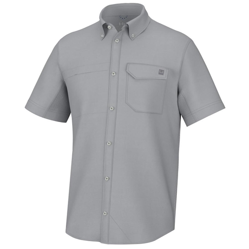 Picture of Huk Tide Point Short Sleeve Button Up Shirt Harbor Mist L H1500171-034-L