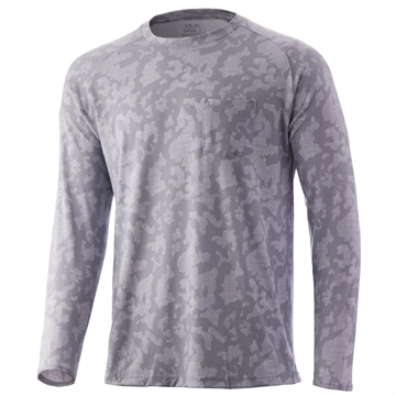Picture of Huk Waypoint Running Lakes Long Sleeve Shirt Overcast Grey M H1200444-032-M