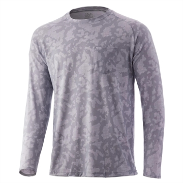 Picture of Huk Waypoint Running Lakes Long Sleeve Shirt Overcast Grey S H1200444-032-S