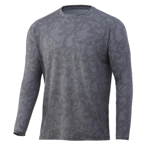 Picture of Huk Waypoint Running Lakes Long Sleeve Shirt Volcanic Ash S H1200444-013-S
