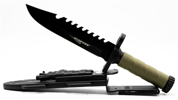Picture of Humvee Adventure Gear Next-Gen Survival Knife 7.50" Fixed Sawback Plain Black Stainless Steel Blade Black Textured Rubber Handle Includes Sheath HMVKFXB02