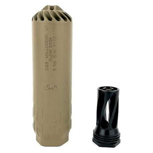 Picture of HUXWRX FLOW 556K SUPPRESSOR FDE W/FLASH HIDER FULL AUTO RATED 5.56/17HMR/5.7X28 706433763566