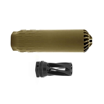 Picture of HUXWRX FLOW 6K SUPPRESSOR FDE W/FLASH HIDER FULL AUTO RATED 6MM/5.56/17HMR/5.7X28 706433764440