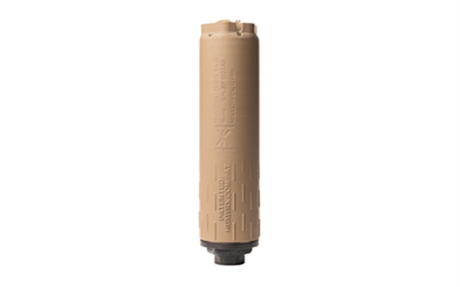 Picture of HUXWRX Safety Company Flow 9K Ti, Suppressor, 5.33" Without Booster Assembly, 5.87" with Included 1/2x28 Booster, 9MM, Titanium Construction, Cerakote Finish, Flat Dark Earth 3475