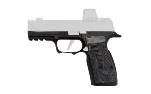 Picture of Icarus Precision A.C.E. SXG, Grip Module, Fits Sig P365 X-Macro/XL, Steel Construction, Nitride Finish, Black, Hogue Black G10 Grip Panels HGBL 365_SXG_MACRO_NON_BLK_