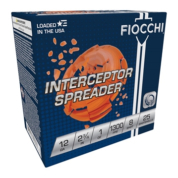 Picture of Fiocchi Exacta Target Interceptor Spreader 12Gauge 2.75" 1oz 8Shot 25 Per Box/10 Case 12CPTR8
