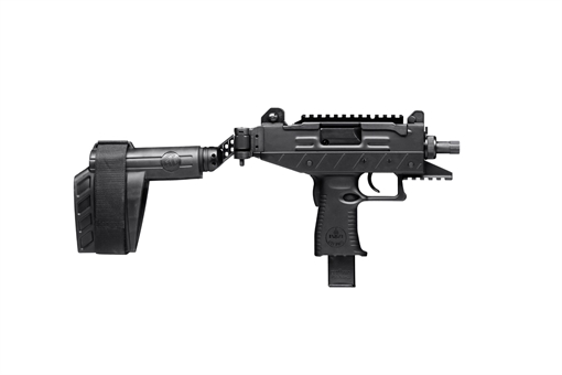 Picture of IWI UZI Pro 9mm Pistol - Black | 4.5" Threaded Barrel | Adjustable Sights | Side Folding Stabilizer Brace | 25 Rd UPP9SB-T