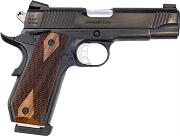 Picture of Tyler Gun Works Custom 1911 Commander 45 ACP 7+1 4.25" Stainless Match Grade Barrel, Blued Serrated Steel Slide, Blued Steel Frame w/Beavertail, Walnut Grip TGWCMBL45