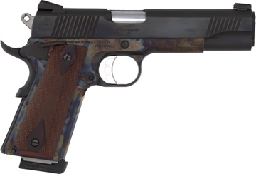 Picture of Tyler Gun Works Custom 1911 Government Full Size Frame 45 ACP 7+1 5" Stainless Match Grade Barrel, Blued Serrated Steel Slide, Color Case Steel Frame w/Beavertail, Walnut Grip TGWGVCC45