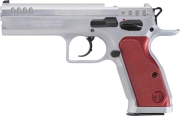 Picture of Tanfoglio Stock II, Semi-automatic, DA/SA, Steel Frame Pistol, 9MM, 4.45" Barrel, Hard Chrome Finish, Silver, Aluminum Grips, Ambidextrous Safety, Adjustable Sights, Optics Ready, 17 Rounds TF-STOCK2-9OR TFSTOCK29OR