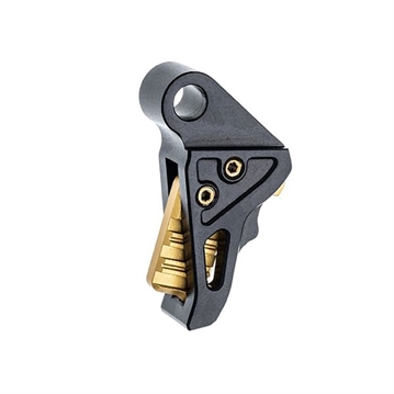 Picture of Tyrant CNC I.T.T.S. Trigger Shoe, Fits Springfield Hellcat/Hellcat Pro, Matte Finish, Black with Gold Safety Blade TD-HCATTRIG-BLK-GOLD TDHCATTRIGBLK/GOLD