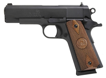 Picture of Iver Johnson Arms Commander 45 ACP 8+1 4.25" Black Steel Barrel, Matte Blued Serrated Steel Slide, Blued Steel Frame, Checkered Double Diamond Walnut Grip FALCON
