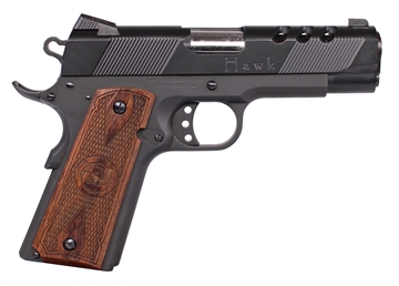 Picture of Iver Johnson Arms HAWK45P Hawk Commander 45 ACP 8+1 4.25" Black Ported Barrel, Matte Black Steel Ported/Serrated Slide, Matte Black Steel Frame w/Beavertail, Checkered Double Diamond Walnut Grip, Righ