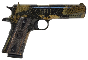 Picture of Iver Johnson Arms 1911A1BOA 1911 A1 BOA 45 ACP 8+1 5" Black Steel Barrel, BOA Snakeskin Steel Serrated Slide, BOA Snakeskin Steel Frame w/Beavertail, Black Dymondwood Snakeskin Grip 1911A1BOA GIJBOA