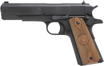 Picture of Iver Johnson Arms 1911 A1 9mm Luger 9+1 5" Black Steel Barrel, Matte Black Serrated Steel Slide, Matte Black Steel Frame w/Beavertail, Checkered Double Diamond Walnut Grip 1911A19