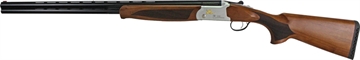 Picture of Iver Johnson Arms IJ600 Lightweight Full Size 20 Gauge Break Open 3" 2rd 28" Black Over/Under Vent Rib Barrel, Silver Engraved Aluminum Receiver, Fixed Walnut Wood Stock, Ambidextrous IJ60020LW28S