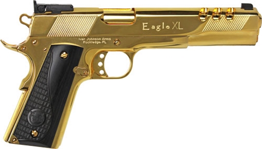Picture of IVER JOHNSON EAGLE XL PORTED 10MM 6" 24K GOLD BLACK WOOD GIJ39