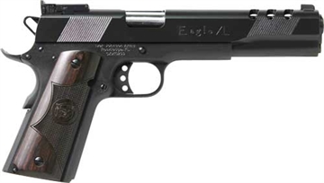 Picture of Iver Johnson Arms 1911 Eagle XL 45 ACP 6" 8+1 Matte Blued Matte Blued Ported Long Slide Diamondwood Walnut with Integrated Logo Grip Adj Sights EAGLEXL45