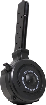 Picture of Iver Johnson Arms 1911 28rd Drum 45 ACP Black Metal w/Polymer Floor Plate IJ1911DRUM45