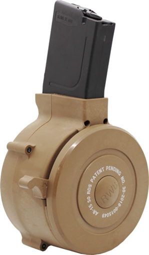 Picture of IVER JOHNSON MAGAZINE AR15 223 50RD DRUM TAN POLY AR1550TAN