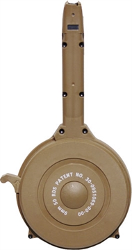 Picture of IVER JOHNSON MAGAZINE POLYMER FITS GLOCK 9MM 50RD DRUM TAN GLOCK9TAN