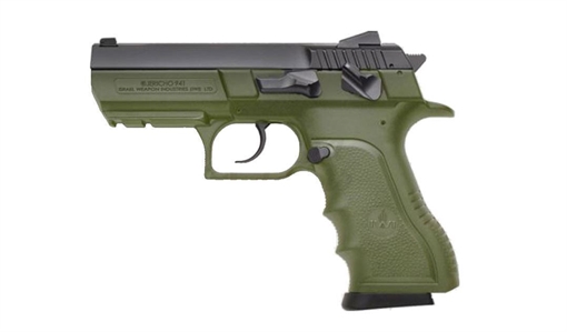 Picture of IWI US, Inc Jericho 941 Enhanced, Double Action/Single Action, Semi-automatic, Polymer Frame Pistol, Mid-Size, 9MM, 3.8" Barrel, Matte Finish, Olive Drab Green, Novak Sights, Thumb Safety, 17 Rounds, 2 Magazines J941PSL9OD-II J941PSL9ODII