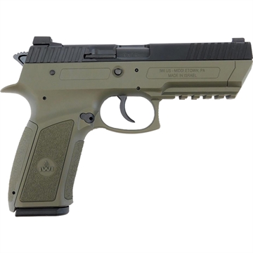 Picture of IWI US J941PL9OD-II Jericho 941 Enhanced 9mm Luger Caliber with 4.40" Barrel, 17+1 Capacity, OD Green Finish Picatinny Rail Frame, Serrated Black Steel Slide & Polymer Grip J941PL9ODII