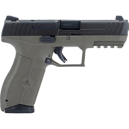 Picture of IWI US MASADA 9mm Luger 10+1 4.10" Black Button Rifled Steel Barrel/Black Optic Ready/Serrated Slide/Flat Dark Earth Polymer Frame w/Picatinny Rail/FDE Polymer Grips Ambidextrous M9ORP10FD